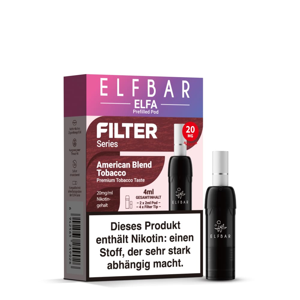 2x Elfbar Elfa Einweg Pod - Filter Serie - American Blend Tobacco- 20mg Nikotinsalz 2ml  D