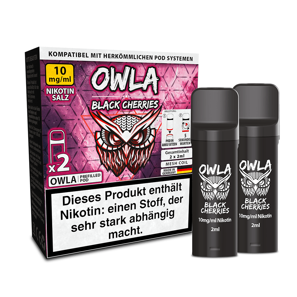 2x OWLA Einweg Pod - Black Cherries - 10mg Nikotinsalz 2ml