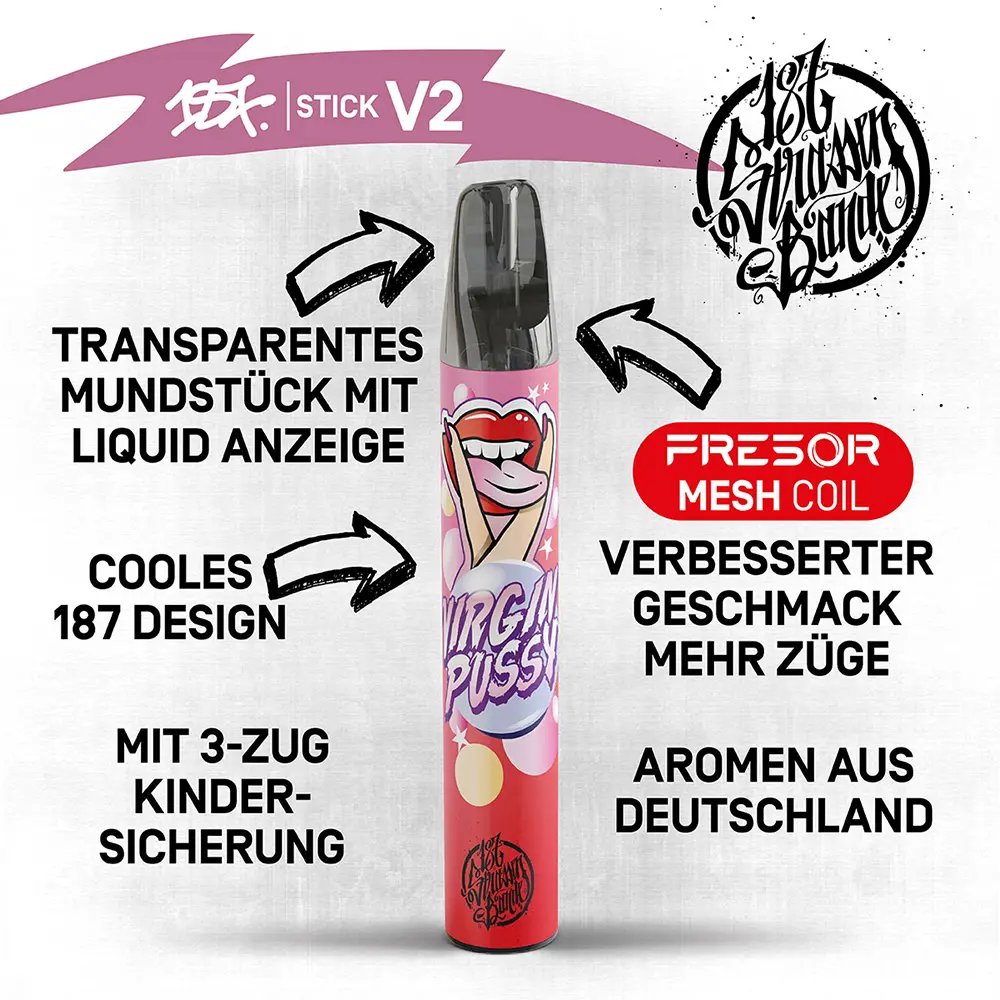 187 Strassenbande Stick V2 - Virgin Pussy - 20mg Nikotinsalz 2ml 