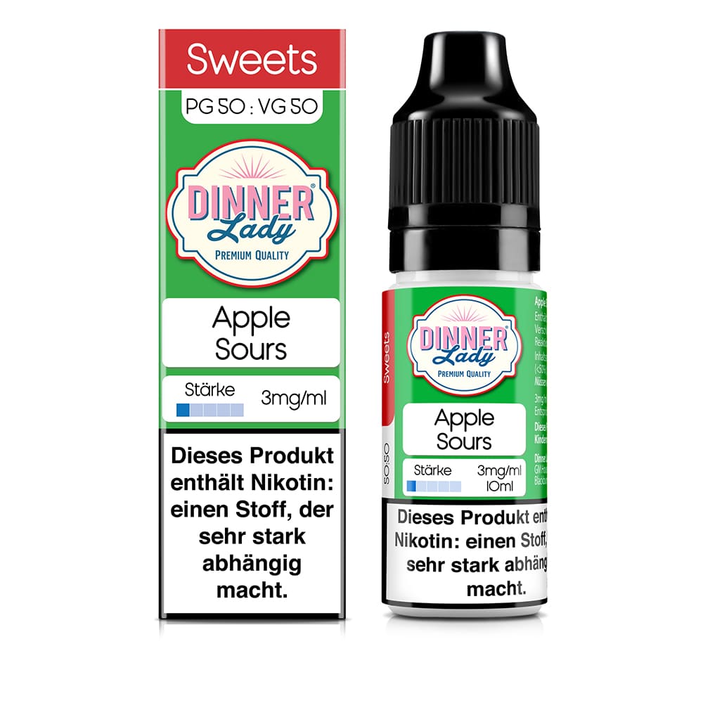 Dinner Lady Liquid - Apple Sours - 50/50 10ml 3mg 