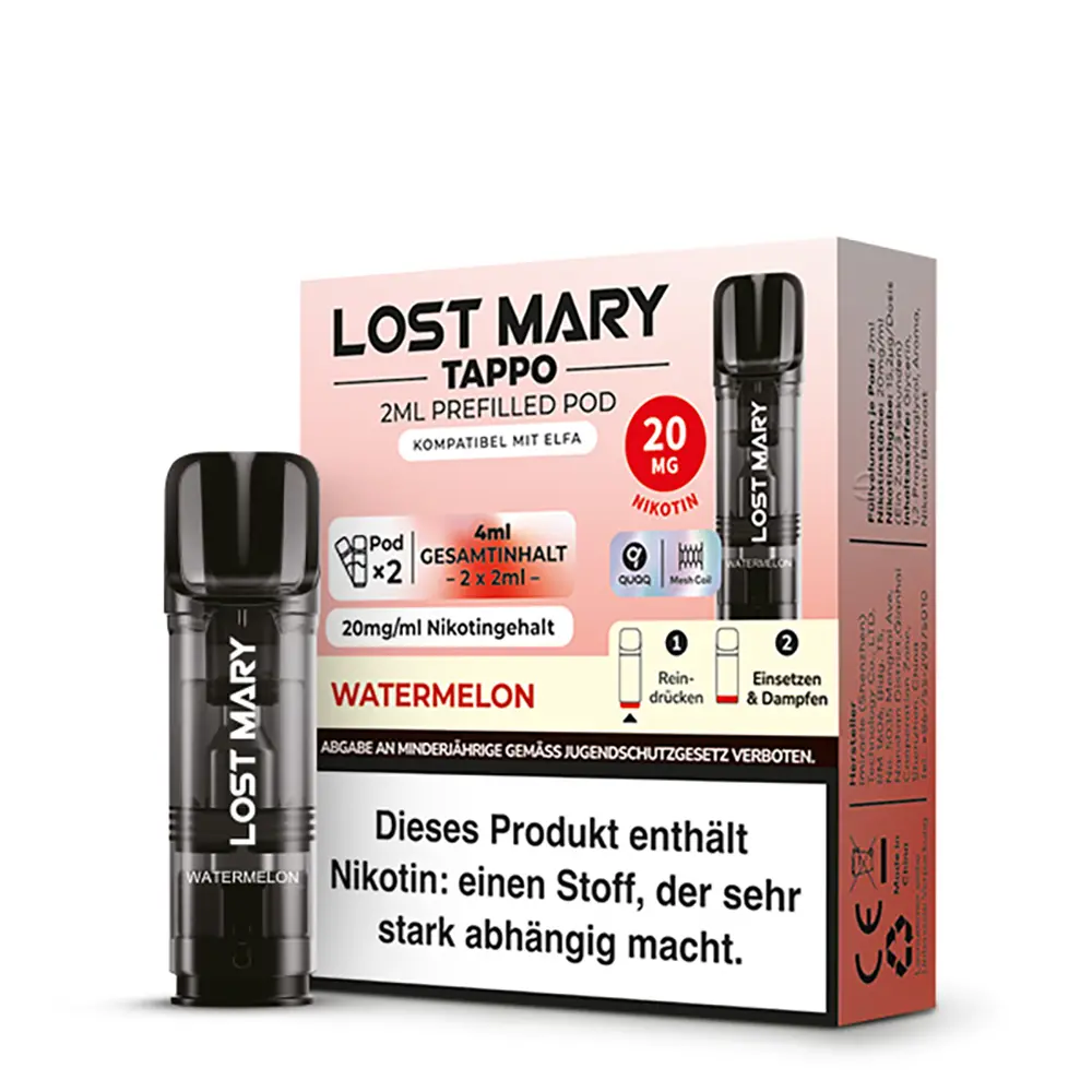Lost Mary Tappo Einweg Pod - Watermelon - 20mg Nikotinsalz 2ml 