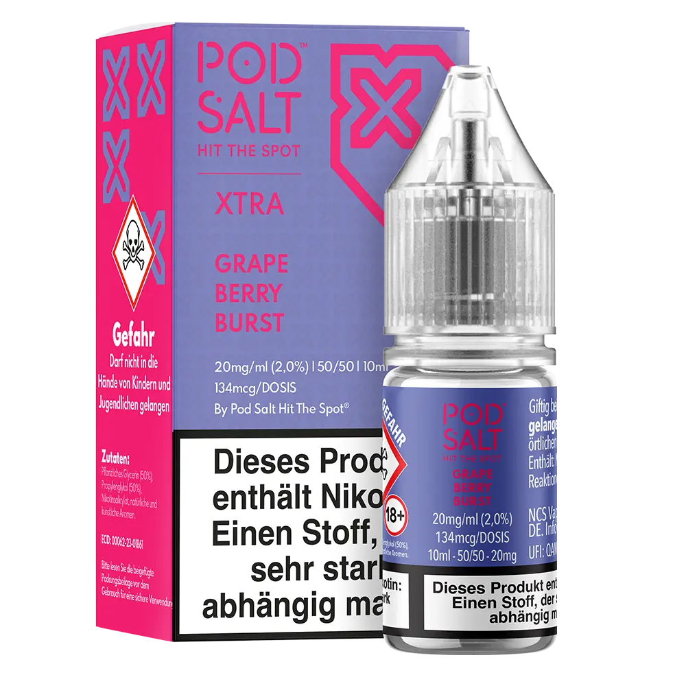 Pod Salt Xtra Nikotinsalz - Grape Berry Burst - Liquid 20mg 10ml 