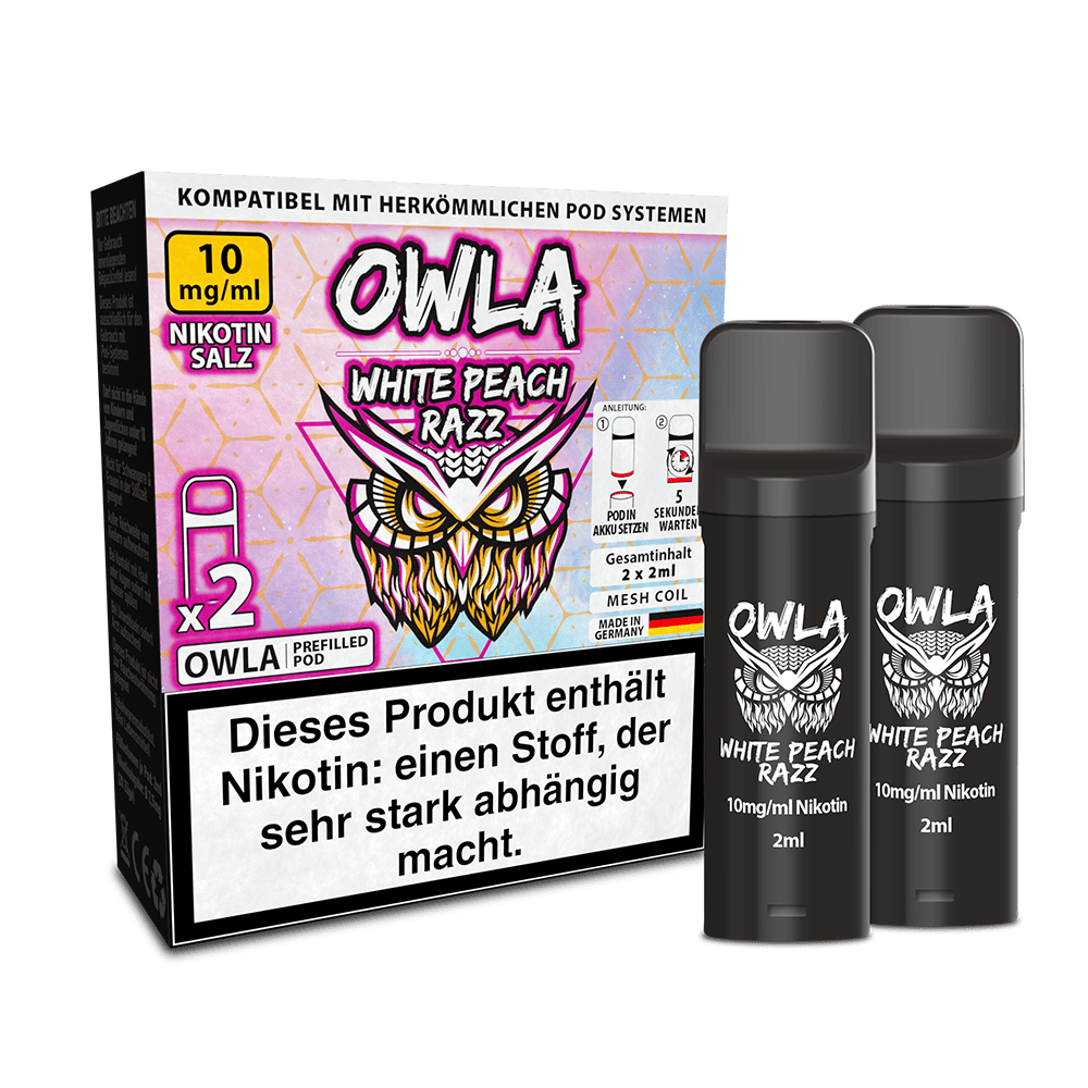 2x OWLA Einweg Pod - White Peach Razz - 10mg Nikotinsalz 2ml