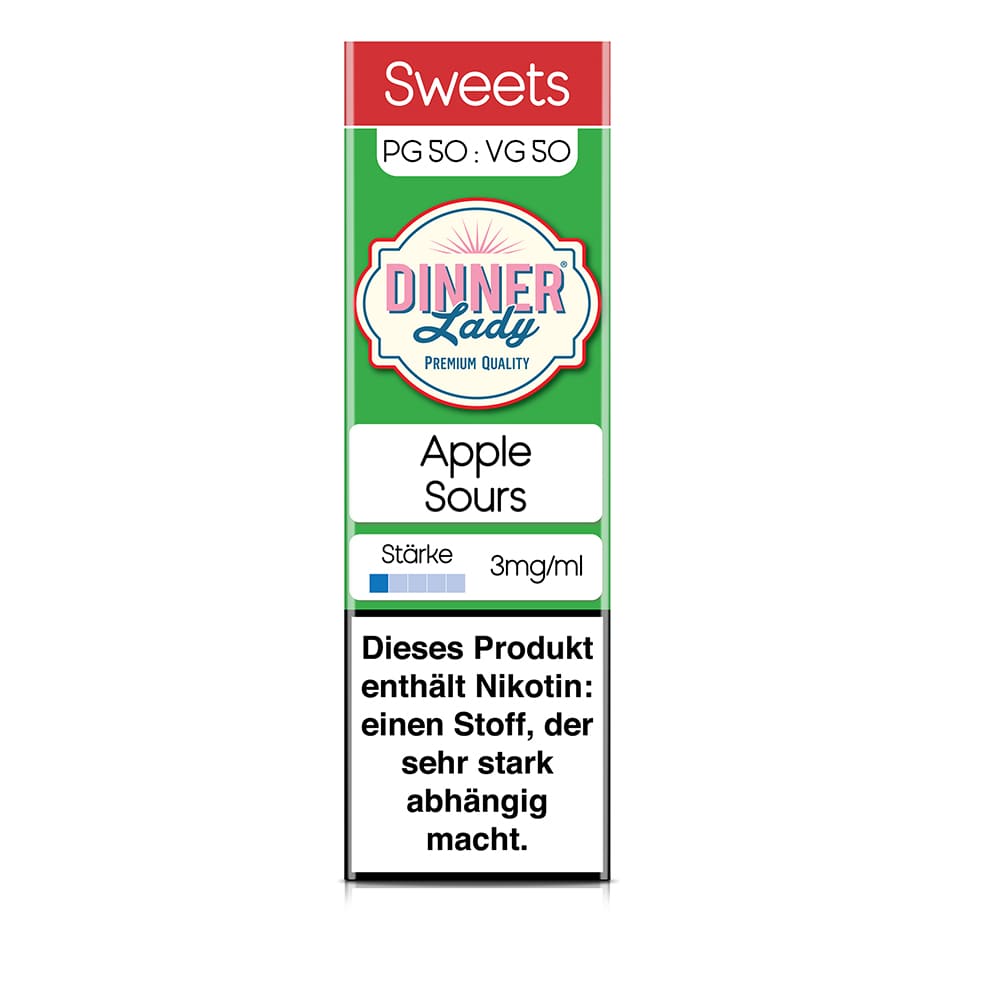 Dinner Lady Liquid - Apple Sours - 50/50 10ml 3mg 