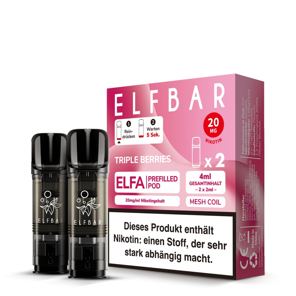2x Elfbar Elfa Einweg Pod - Triple Berries - 20mg Nikotinsalz 2ml