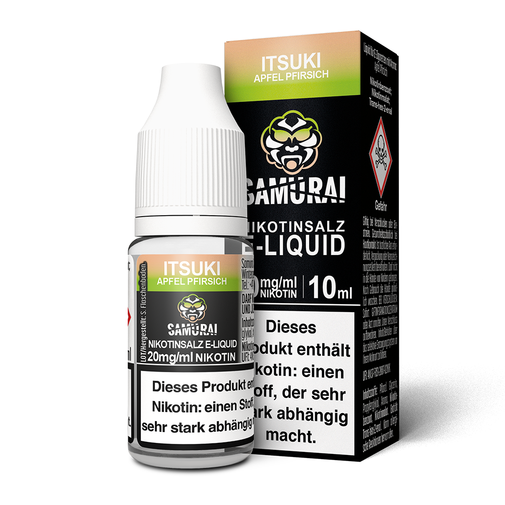 Samurai Nikotinsalz - Itsuki Apfel Pfirsich - Liquid 20mg 10ml 