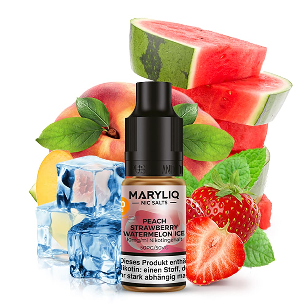 Maryliq Nikotinsalz - Peach Strawberry Watermelon Ice - 10mg 10ml 