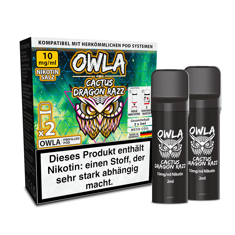 2x OWLA Einweg Pod - Cactus Dragon Razz - 10mg Nikotinsalz 2ml