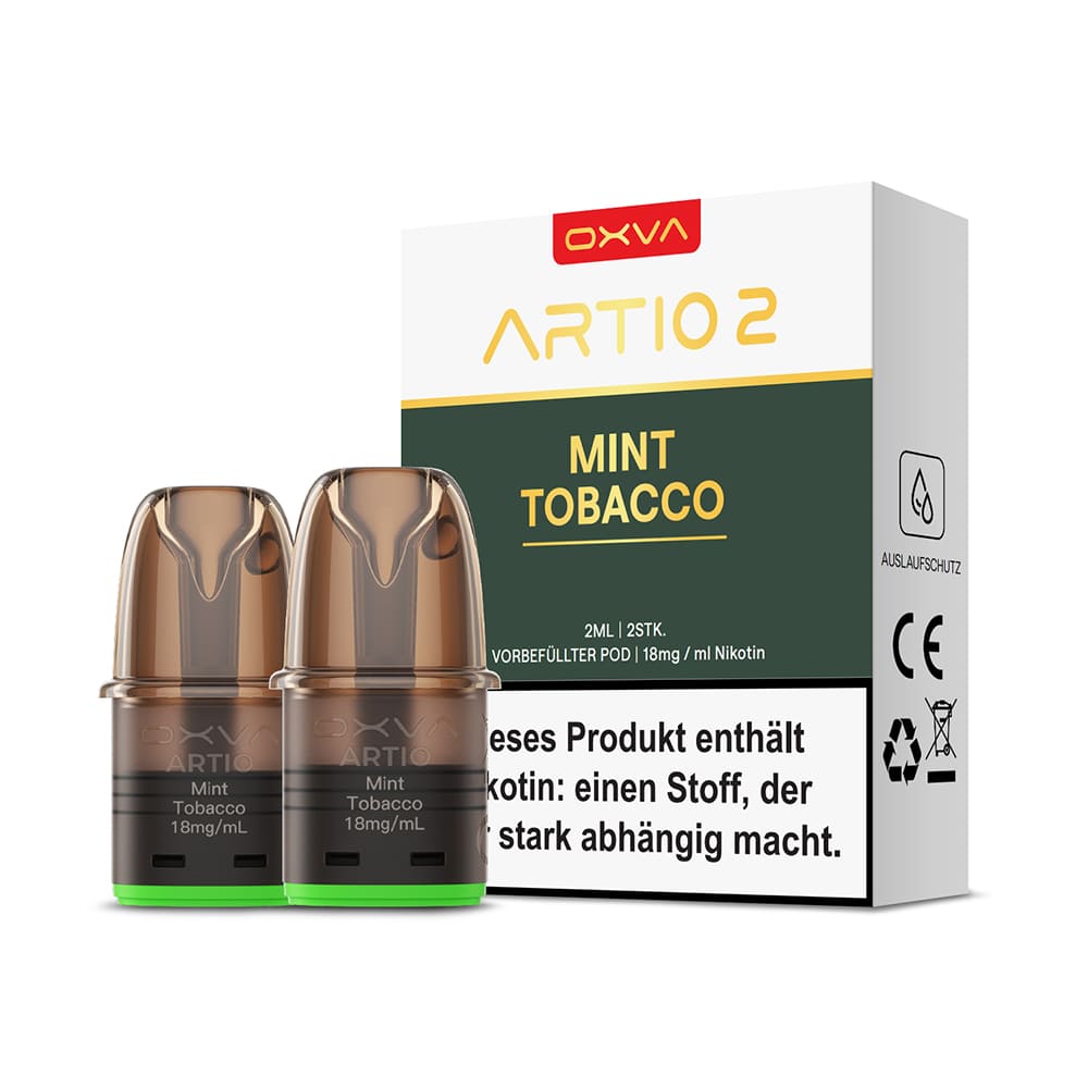 2x OXVA ARTIO 2 Einweg Pod - Mint Tobacco - 18mg Nikotinsalz 2ml