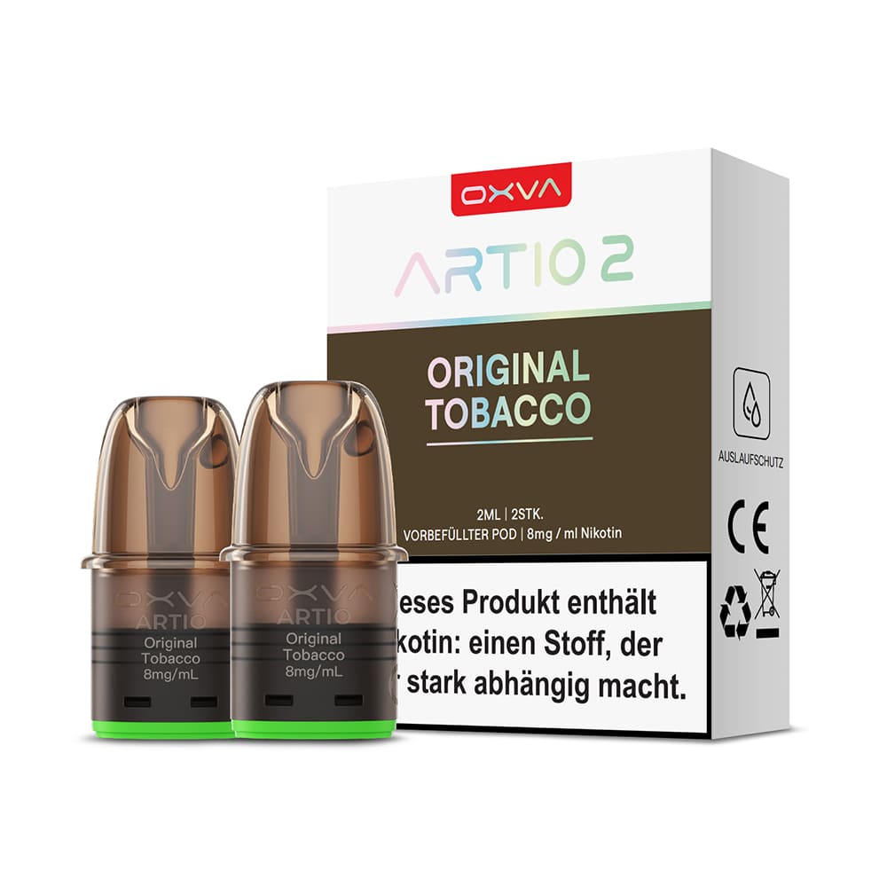 2x OXVA ARTIO 2 Einweg Pod - Original Tobacco - 8mg Nikotinsalz 2ml