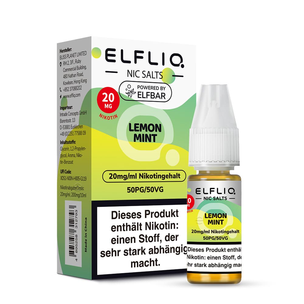Elfliq by Elfbar Nikotinsalz - Lemon Mint - Liquid 20mg 10ml
