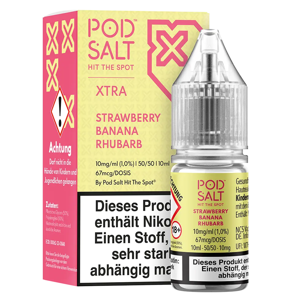 Pod Salt Xtra Nikotinsalz - Strawberry Banana Rhubarb - Liquid 10mg 10ml 