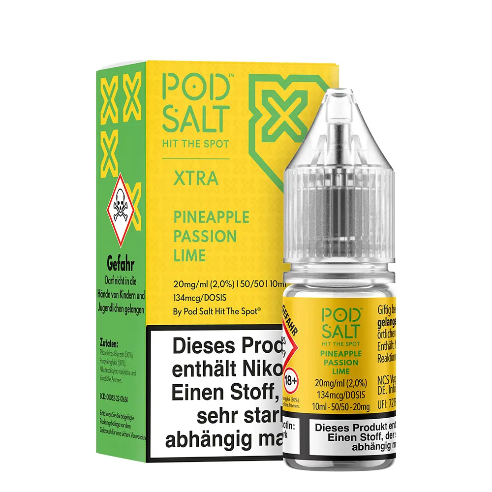 Pod Salt Xtra Nikotinsalz - Pineapple Passion Lime - Liquid 20mg 10ml 