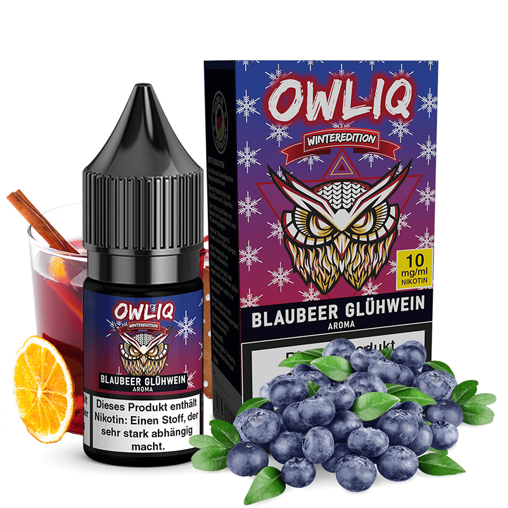 OWLIQ Nikotinsalz Weihnachtsedition - Blaubeer Glühwein - 10ml Liquid 10mg