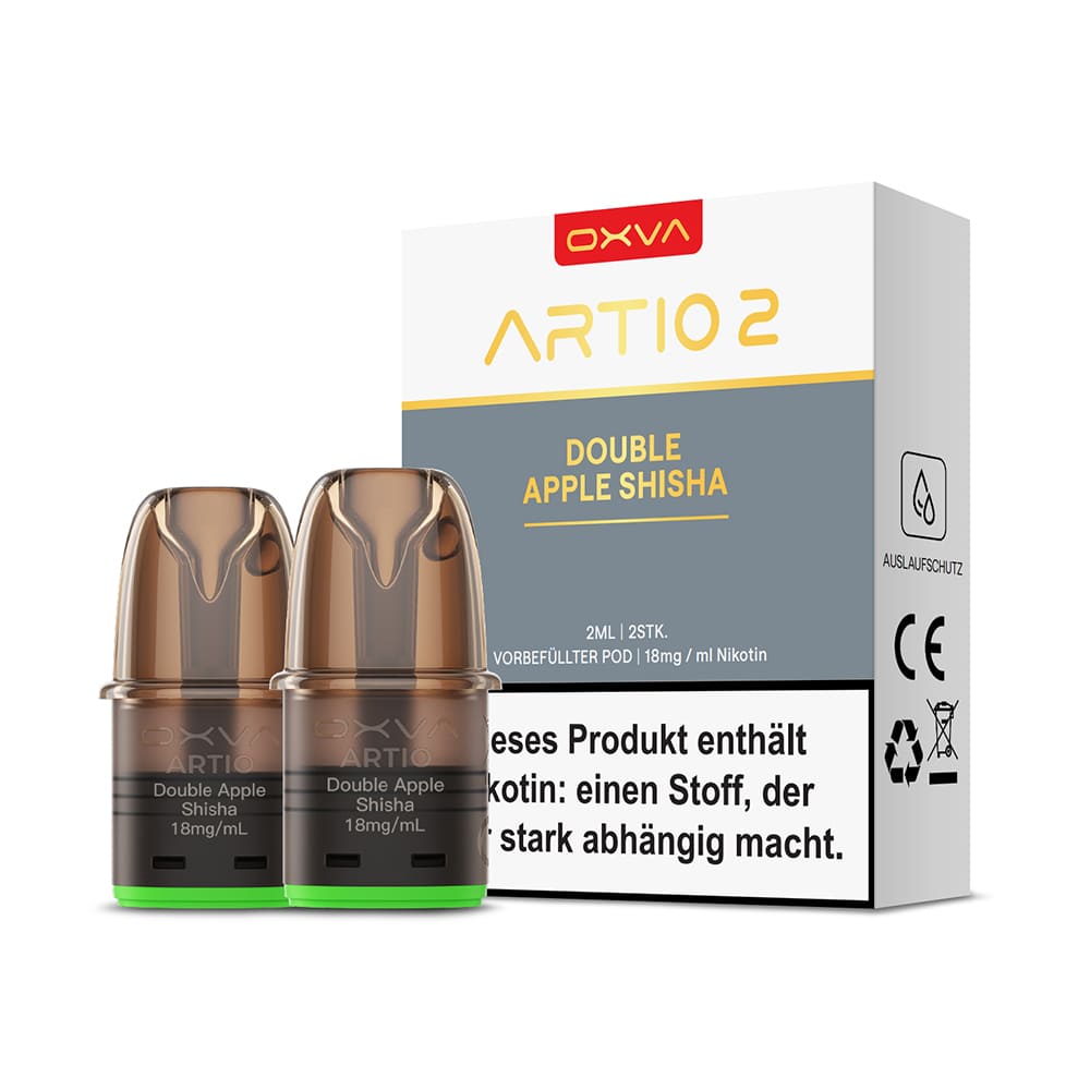 2x OXVA ARTIO 2 Einweg Pod - Double Apple Shisha - 18mg Nikotinsalz 2ml