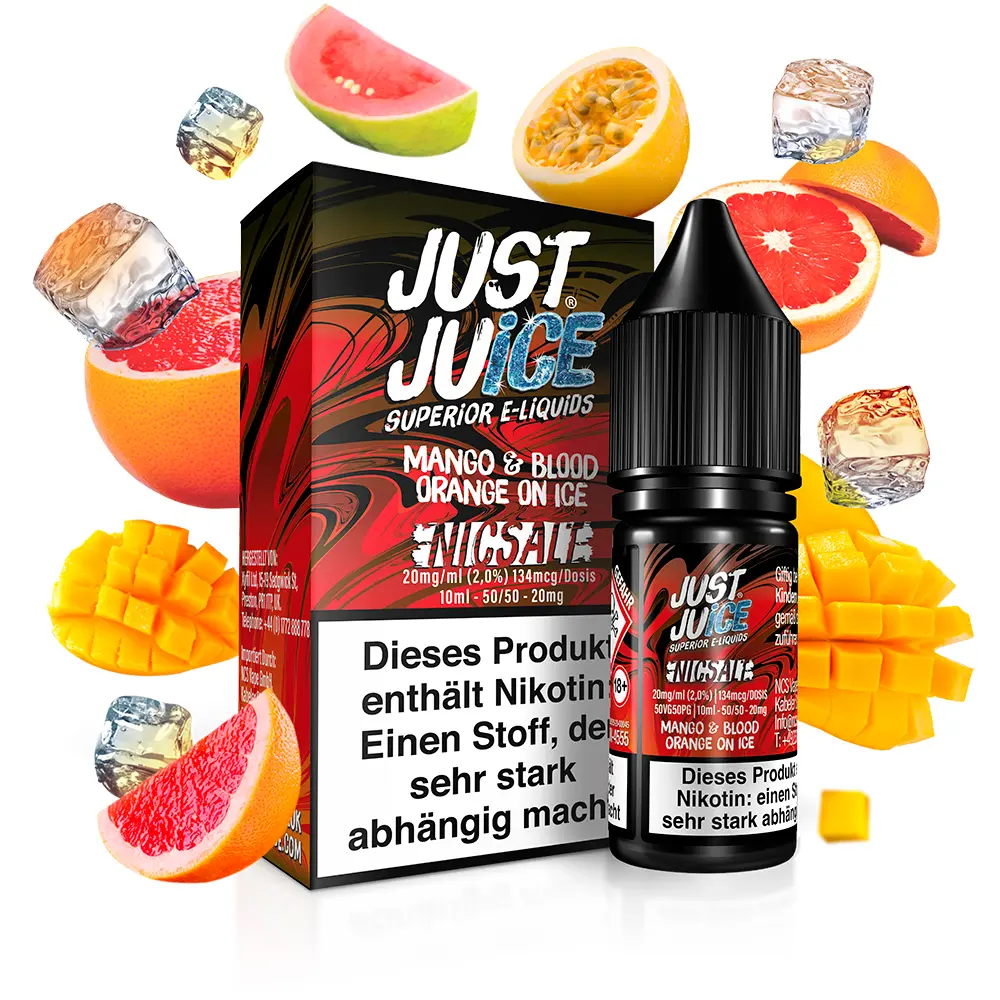 Just Juice Nikotinsalz - Fusion Mango & Blood Orange ON ICE - 10ml 20mg 