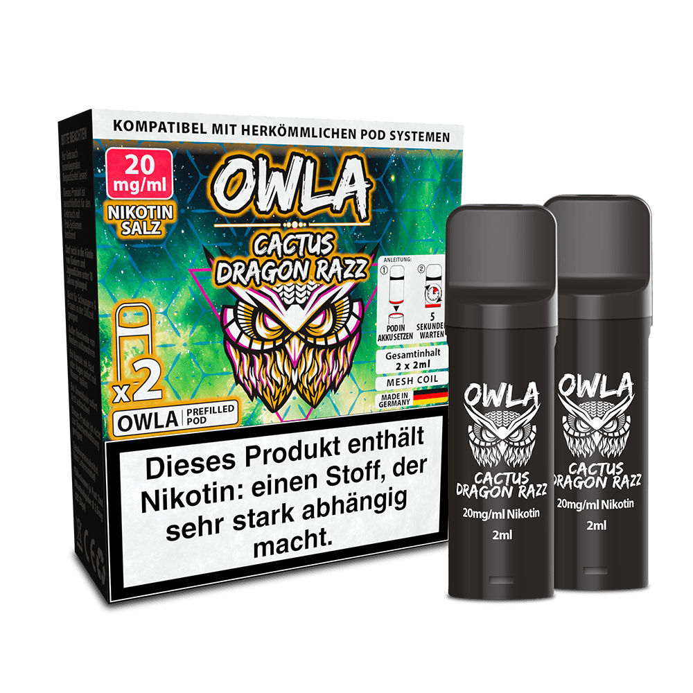 2x OWLA Einweg Pod - Cactus Dragon Razz - 20mg Nikotinsalz 2ml