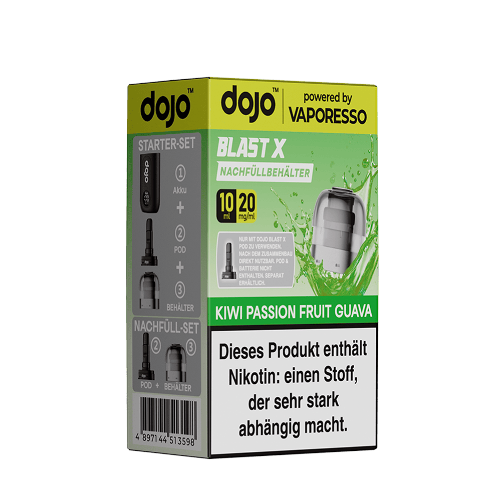 Vaporesso dojo Blast X Einweg Pod - Kiwi Passionfruit Guava - 20mg Nikotinsalz 10ml  D