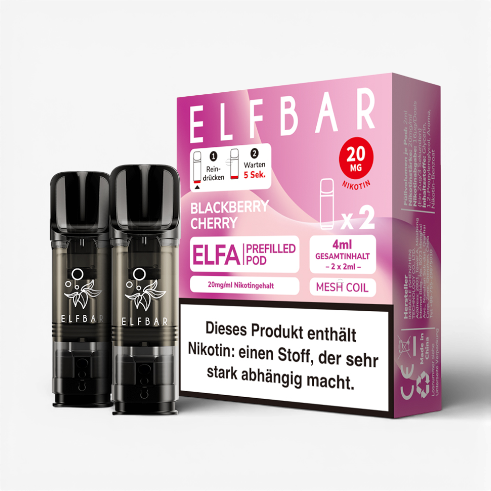 2x Elfbar Elfa Einweg Pod - Blackberry Cherry - 20mg Nikotinsalz 2ml