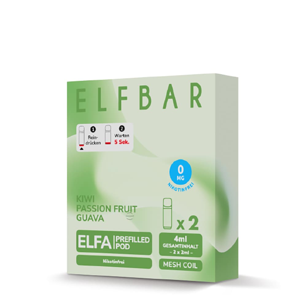 2x Elfbar Elfa Einweg Pod - Kiwi Passion Fruit Guava - 0mg 2ml 