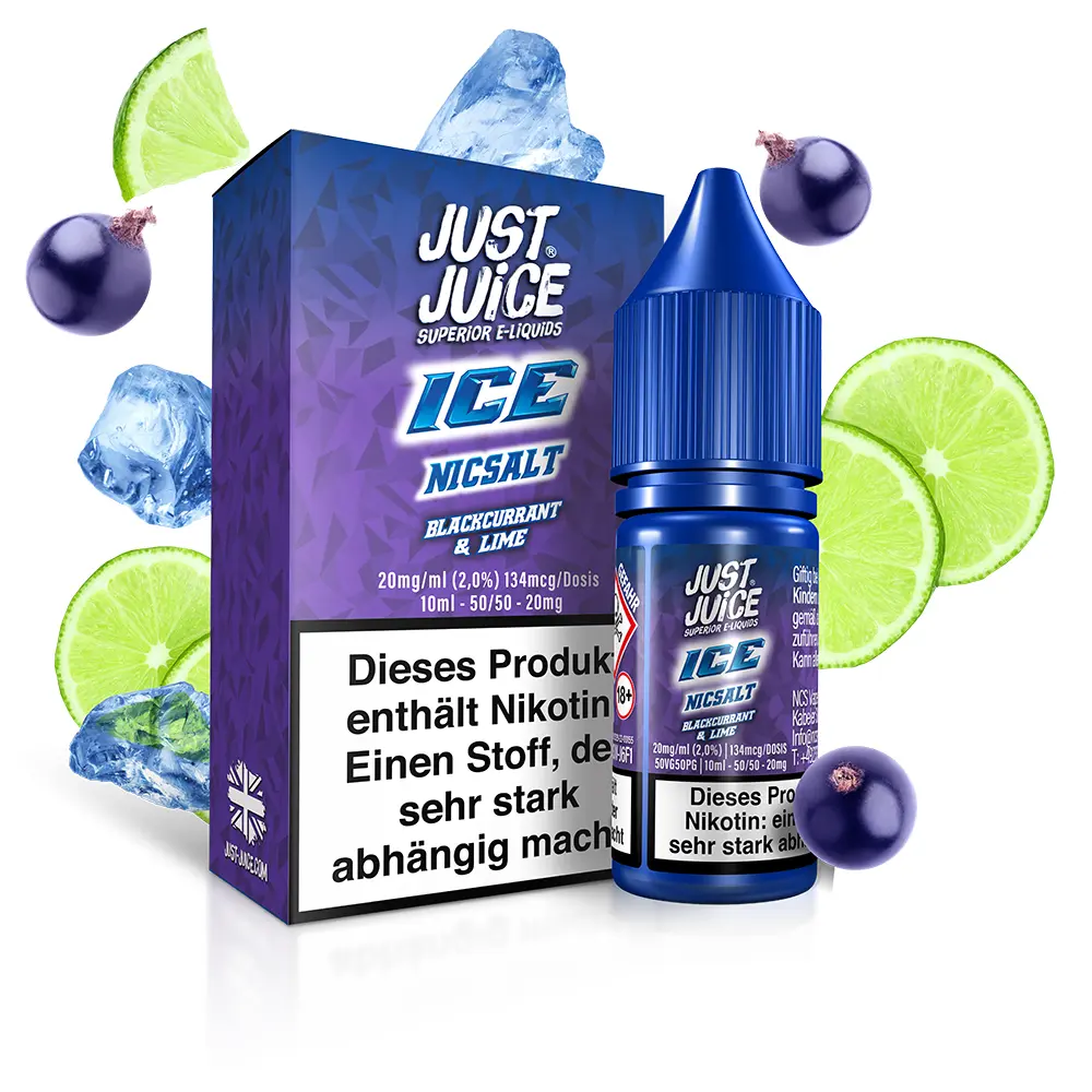 Just Juice Nikotinsalz - Blackcurrant & Lime ICE - 10ml 20mg 