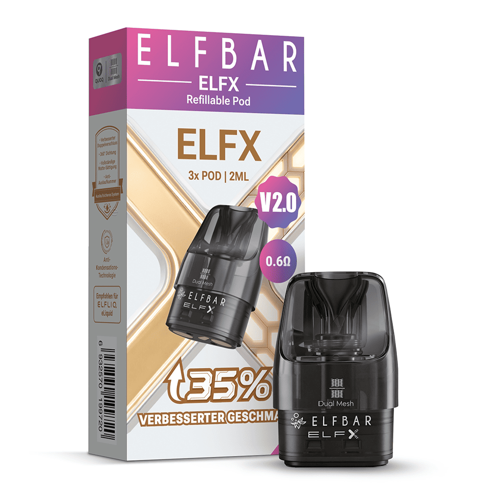 3x Elfbar ELFX V2.0 2ml Pod 0.6 Ohm (ELFX, Mini, Pro)